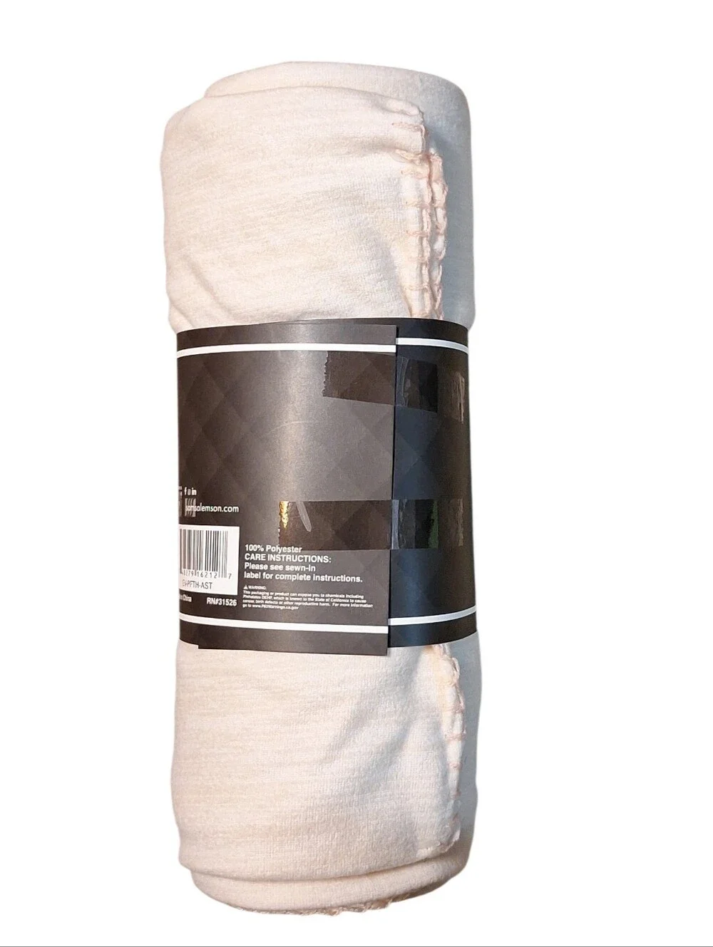 NWT Evoke Home Cream with Pink Trim Fleece Throw Blanket 50x60